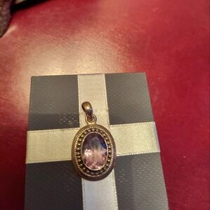 Vintage Amethyst Sterling Silver Filagree Pendant EVC